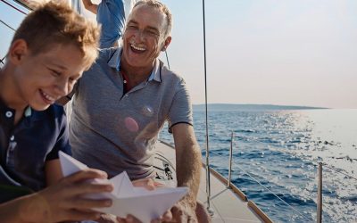 father and son on a boat in Croatia