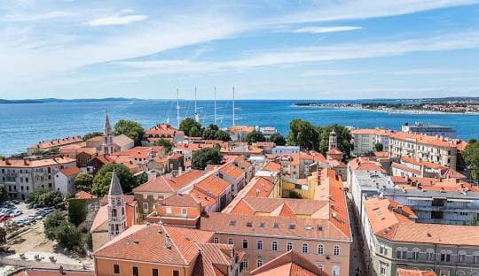 Zadar old town and harbour from above